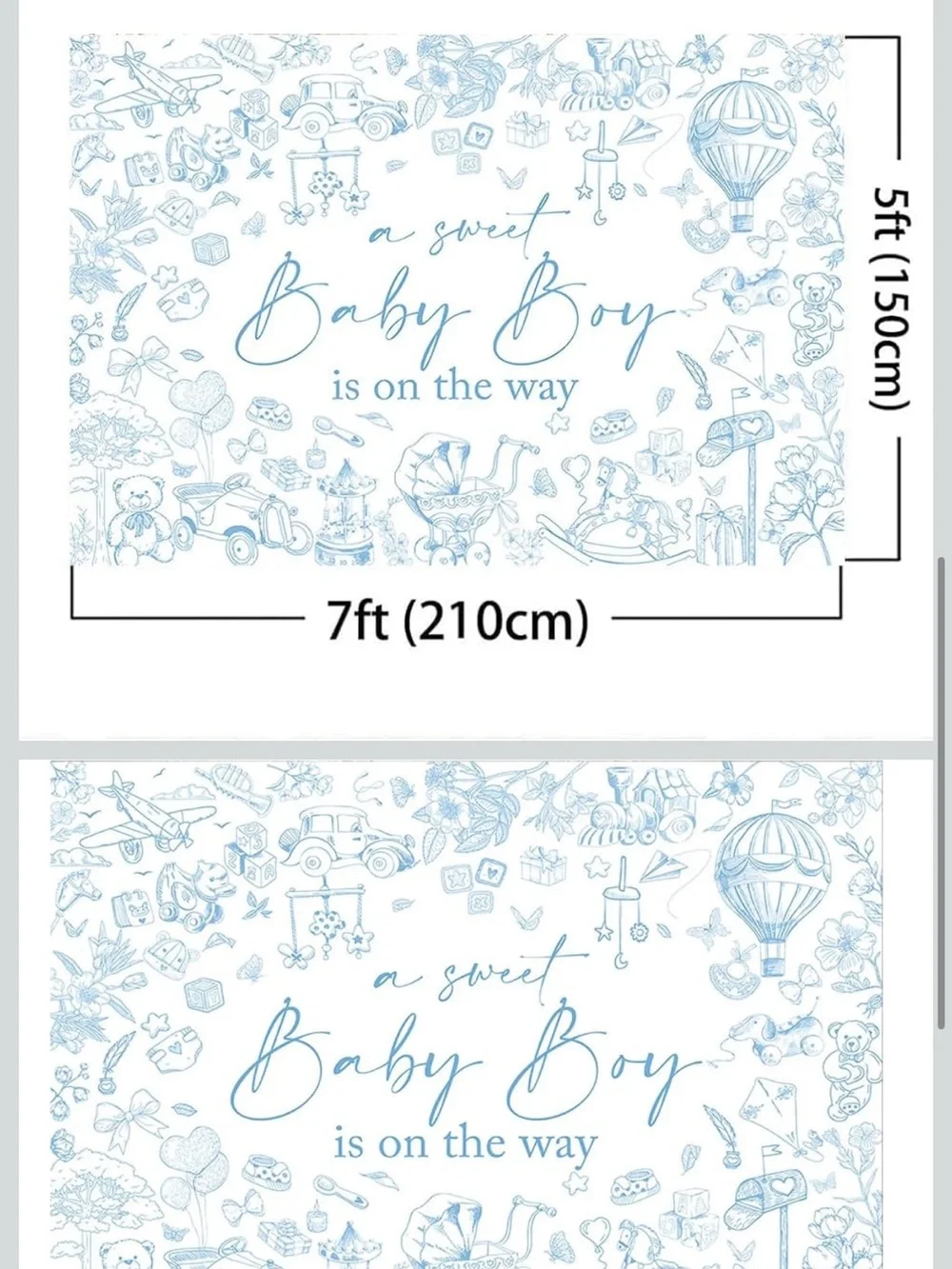 Blue & White Baby Boy Backdrop and Gingham Bears Banner